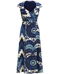 Ralph Lauren - Cap-Sleeve Pattern Midi Dress - Lyst
