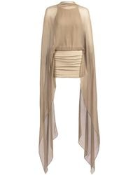 Silvia Tcherassi - Kedar Cape-Overlay Ruched Mini Dress - Lyst