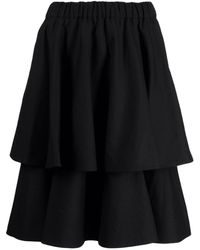 Noir Kei Ninomiya - Tiered Wool Midi Skirt - Lyst