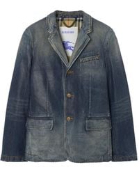 Burberry - Coated-Denim Tailored Jacket - Lyst