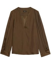 Zadig & Voltaire - Torny V-Neck Satin Blouse - Lyst