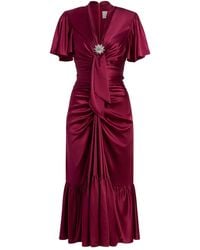 Cinq À Sept - Peeta Brooch Ruffled Midi Dress - Lyst