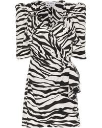 The Attico Jurk Met Zebraprint - Zwart
