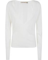 Paloma Wool - Omina Ribbed-Trim V-Neck Long-Sleeve Top - Lyst