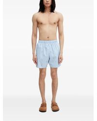Lacoste - Striped Logo-Patch Swim Shorts - Lyst