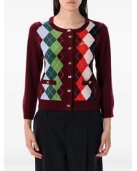 Ganni - Argyle Button Cardigan - Lyst