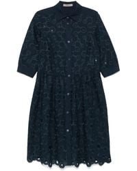 D.exterior - Embroidered-Detail Midi Dress - Lyst