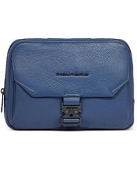 Piquadro - Pebbled Leather Clutch Bag - Lyst