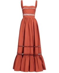 Elie Saab - Trim-Embellished Cotton Midi Dress - Lyst