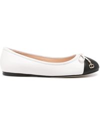 Twin Set - Bow-detailed Two-tone Ballerina Shoes - Lyst