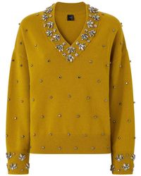 Pinko - Jersey Con Detalles De Cristal Y Cuello En V - Lyst