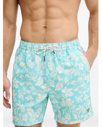 Guess - Floral-Print Drawstring Swim Shorts - Lyst