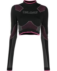 Balmain - Haut Crop À Design Sans Coutures - Lyst