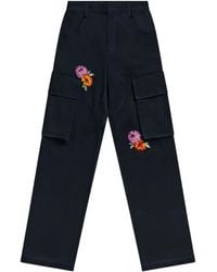Area - Weite Hose mit Blumenstickerei - Lyst