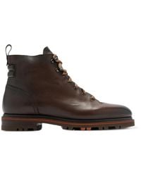 Santoni - Lace-Up Leather Ankle Boots - Lyst