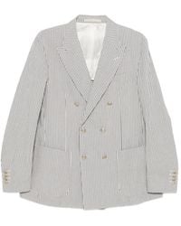 Eleventy - Striped Double-Breasted Blazer - Lyst