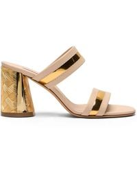 Casadei - Cleo Reflex Metallic-Trim Woven Heel Sandals - Lyst