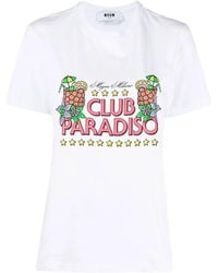 MSGM - T-Shirt Mit Grafischem Print - Lyst