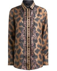 Etro - Silk Twill Shirt With Animal Motif - Lyst