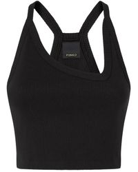 Pinko - Cropped Vest Top With Asymmetric Neckline - Lyst