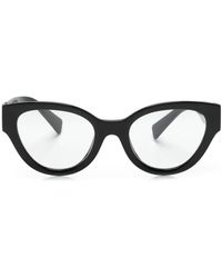Miu Miu - Logo-Plaque Round-Frame Glasses - Lyst