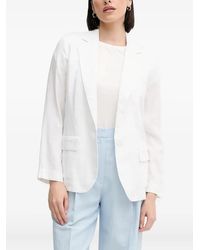 Sisley - Button Linen Blazer - Lyst