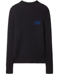 Off-White c/o Virgil Abloh - Logo-Embroidered Rib-Knit Jumper - Lyst