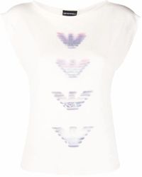 Emporio Armani - Camicia Smanicata Con Stampa - Lyst