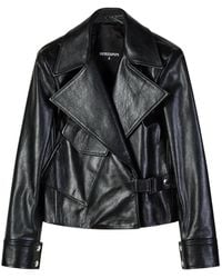 Patrizia Pepe - Oversized Leather Biker Jacket - Lyst