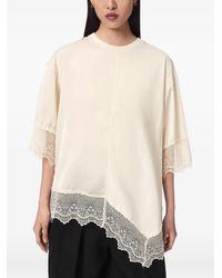 AllSaints - Lenny Lace-Trim Asymmetric T-Shirt - Lyst