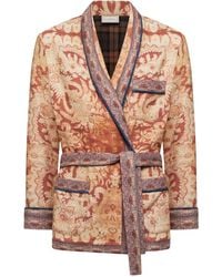Pierre Louis Mascia - Veste Ceinturée À Motif Damas - Lyst