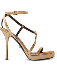 Versace - Medusa '95 Embellished Leather Sandals 115 Mm - Lyst