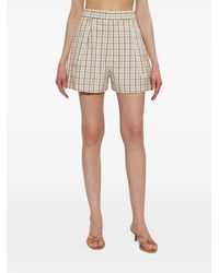 Victoria Beckham - Check-Pattern Pleated Shorts - Lyst