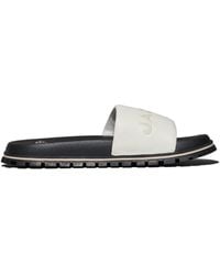 Marc Jacobs - The Leather Slide Slippers Met Logo-reliëf - Lyst