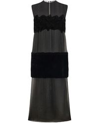 Ferragamo - Midi-Jurk Met Lammy Vlak En Kant - Lyst