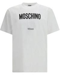 Moschino - Logo Print Cotton T-Shirt With Crew Neck - Lyst