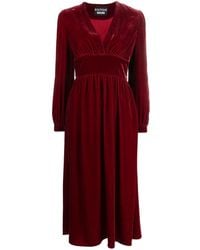 Boutique Moschino - V-neck Velvet Midi Dress - Lyst