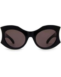 Balenciaga - Logo-Plaque Round-Frame Sunglasses - Lyst