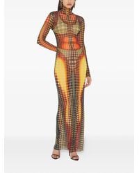 Jean Paul Gaultier - Form-Fitting Maxi Dress With Optical Dot Pattern - Lyst
