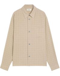 FRAME - Plaid-Check Button-Down Linen-Blend Shirt - Lyst