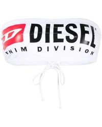 DIESEL - Bandeau Bikini Top With Maxi Logo - Lyst