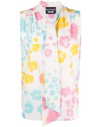 Moschino - Floral-Print Sleeveless Blouse - Lyst