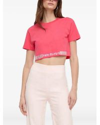 Patrizia Pepe - Rhinestone Logo T-Shirt - Lyst