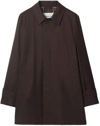 Burberry - Gabardine Jas Met Geruite Kraag - Lyst
