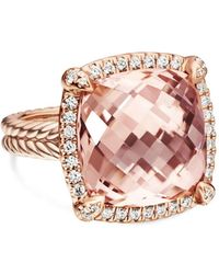 David Yurman - 18Kt Rose Chatelaine Morganite And Diamond Ring (14Mm) - Lyst