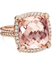 David Yurman - 18Kt Rose Chatelaine Morganite And Diamond Ring (14Mm) - Lyst