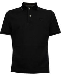 Prada - Logo-Patch Short-Sleeve Polo Shirt - Lyst