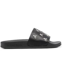 Philipp Plein - Crystal Skull Leather Slides - Lyst