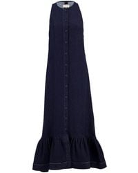 Zeus+Dione - Vestido vaquero largo con volantes - Lyst
