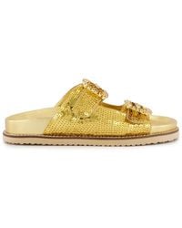 Inuovo - Sequin-Embellished Buckle Flat Sandals - Lyst